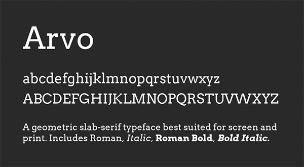 Arvo font